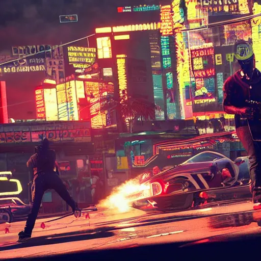 Image similar to 2 1 savage preforming on a stage in front of a crowd in cyberpunk 2 0 7 7, gameplay screenshot, detailed