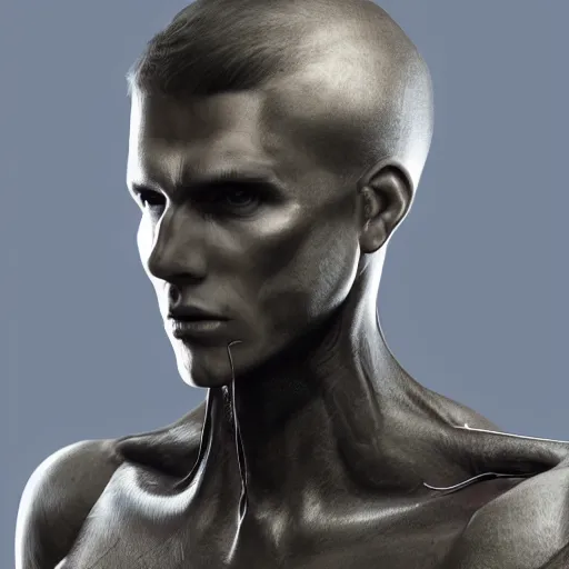 Prompt: photograph of a beautiful and handsome transhuman creature, young, male, realistic, detailed, hyper realistic