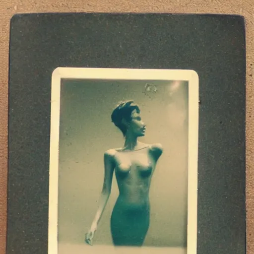 Image similar to vintage mermaid, polaroid