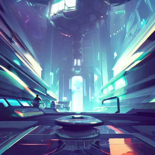 Image similar to stylish colors. Sci-fi cityscape in style of cytus and deemo, mysterious vibes, set in half-life 2, beautiful with eerie vibes, very inspirational, very stylish, surrealistic, perfect digital art, mystical journey in strange world, bastion game