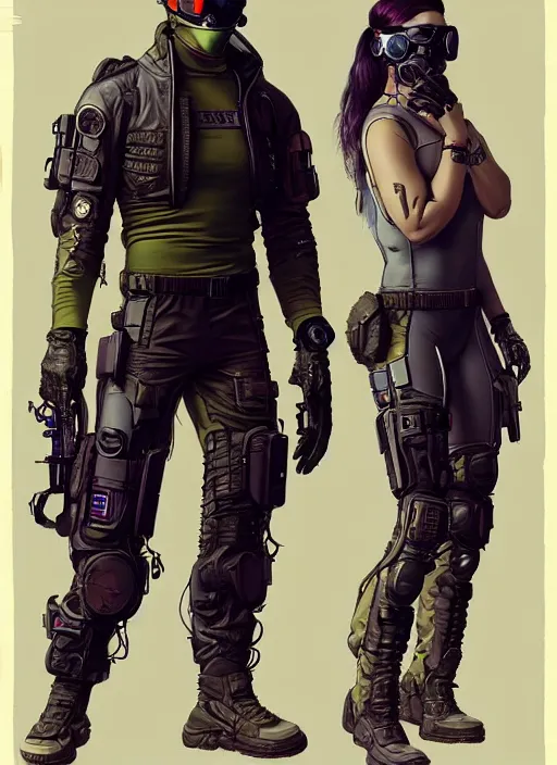 Prompt: cyberpunk mercenary in tactical gear and jumpsuit. portrait by stonehouse and mœbius and will eisner and gil elvgren and pixar. realistic proportions. dystopian. cyberpunk 2 0 7 7, apex, blade runner 2 0 4 9 concept art. cel shading. attractive face. thick lines.