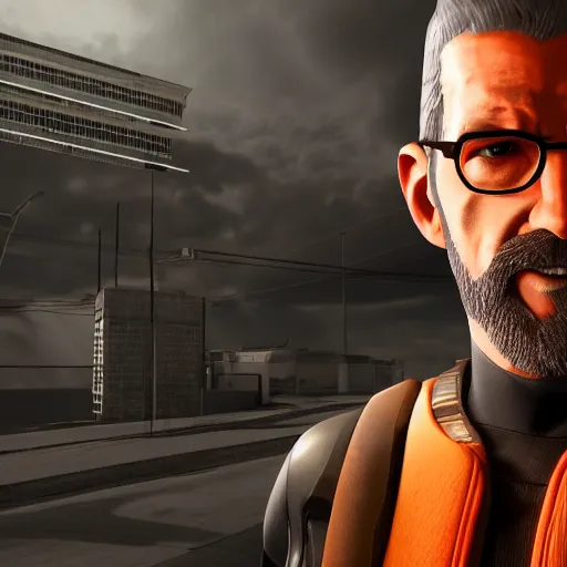 Image similar to Gordon Freeman, octane render, 4k