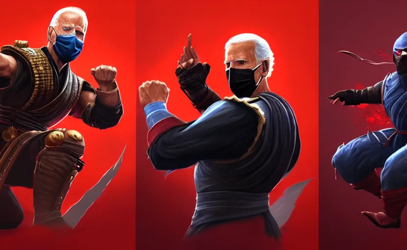 Image similar to joe biden versus mitch mcconnell mortal kombat character selection screen, highly detailed, digital painting, artstation, concept art, smooth, sharp focus, illustration, art by wlop, mars ravelo and greg rutkowski