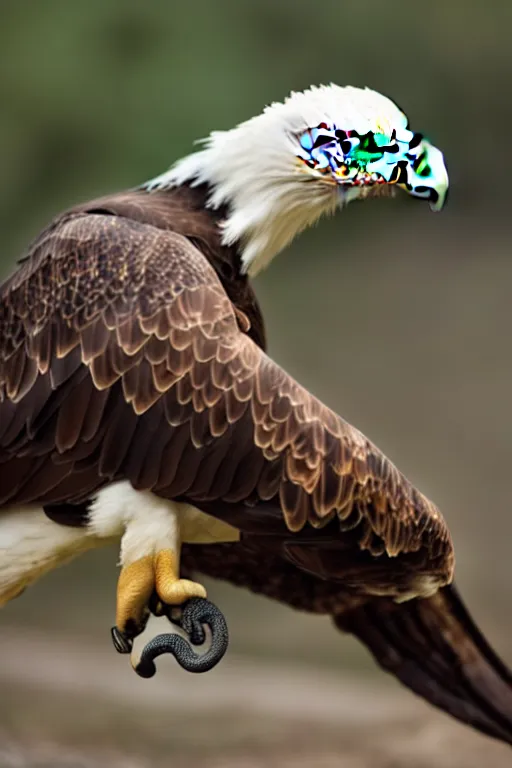 Image similar to eagle eat snake, in savannah, pulitzer award winning, captured by nikon d 8 5 0, bokeh, by daniel berehulak and adnan abidi and preston gannaway, matt rainey, stephanie welsh