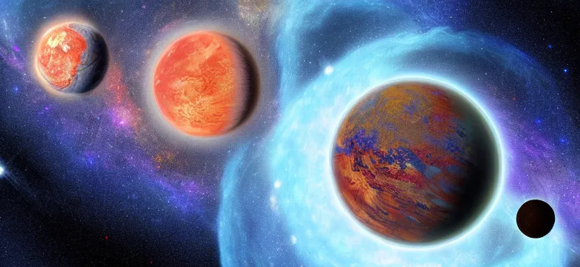 Image similar to two planets colliding, digital art, extreme detail