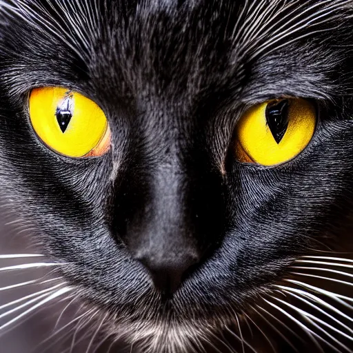 Image similar to black cat with red eyes, canon eos r 3, f / 1. 4, iso 2 0 0, 1 / 1 6 0 s, 8 k, raw, unedited, symmetrical balance, in - frame