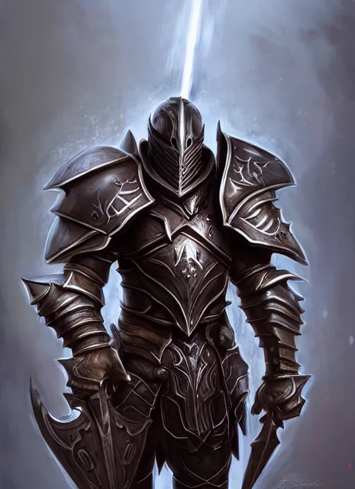 Prompt: portrait of an athletic male knight as a diablo 3 character, looking at camera, his armor is infused with lightning bolts, D&D, armor master, short hair, intricate, elegant, stylish, cute smile, fantasy, extremely detailed, digital painting, artstation, concept art, smooth, sharp focus, illustration, ambient lighting, art by artgerm and greg rutkowski and alphonse mucha and simon stalenhag