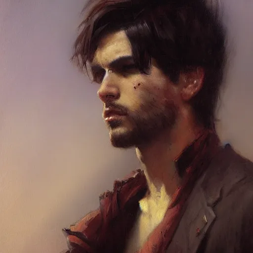 Image similar to A handsome emo man, painting by Gaston Bussiere and Greg Rutkowski, trending on artstation, 4k, 8k,