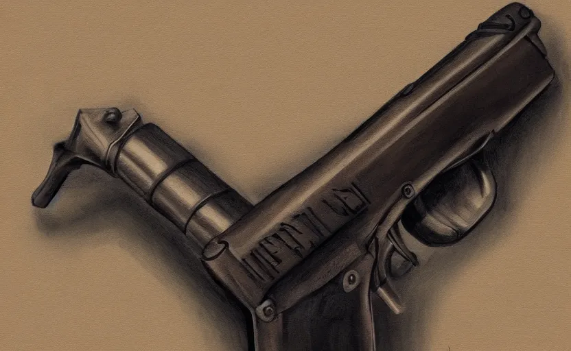 Prompt: gun inspired by Tesla, studio lighting, digital painting