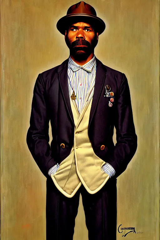 Prompt: cody chesnutt portrait by gil elvgren and norman rockwell and rob gonsalves and hajime sorayama, hyperrealistic, high detail, ultra detailed, highly detailed face, ruffled fabric