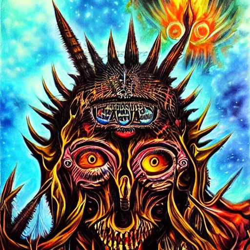 Prompt: misanthropy, the hate for people, airbrush art, shamanic dmt horror art, by basuki abdullah