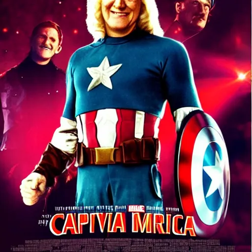 Image similar to Film Poster of Jimmy Saville as Captain America