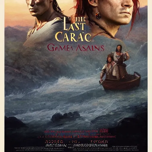 Image similar to The last of the Mohicans, game poster , Artwork by Akihiko Yoshida, cinematic composition