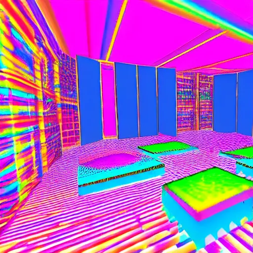 Image similar to a disco themed virtual trippy world