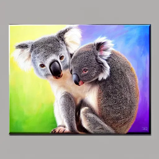 Image similar to cute fuzzy hybrid animal cross between koala and kangaroo colorful furry detailed painting 4 k