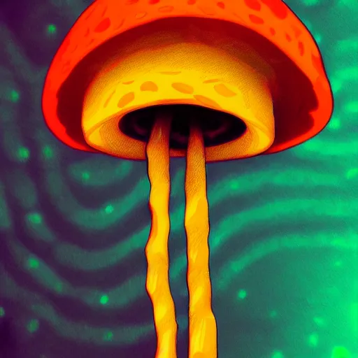 Image similar to trippy mushroom, by justin guse details, instagram digital, artstation