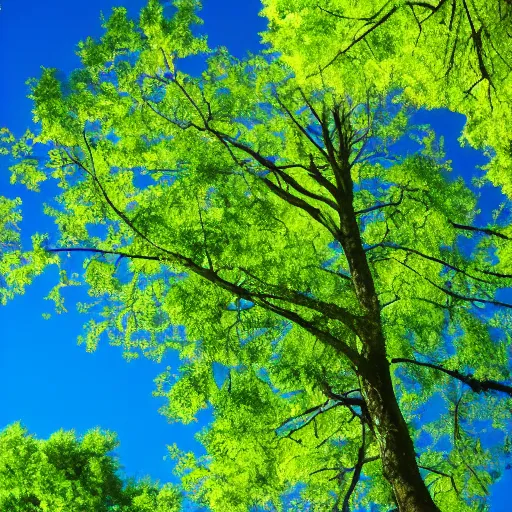 Image similar to blue sky, green trees and clouds