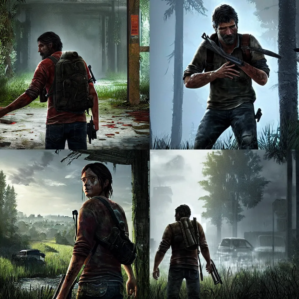 Prompt: Screenshot of Manolo Escobar in The Last Of Us Part 2