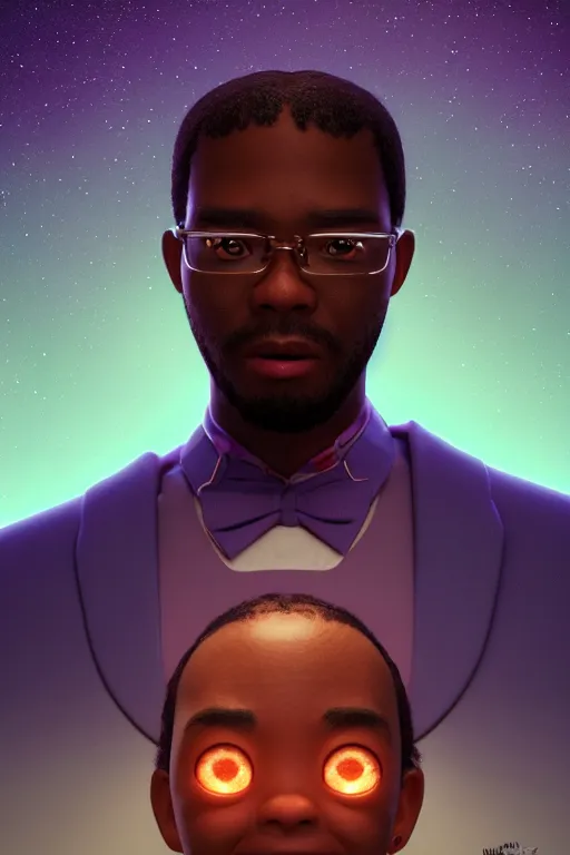 Prompt: a portrait of a black man in the stars isometric 3d, ultra hd, character design by Mark Ryden and Pixar and Hayao Miyazaki, unreal 5, DAZ, hyperrealistic, octane render, cosplay, RPG portrait, dynamic lighting, intricate detail, summer vibrancy, cinematic