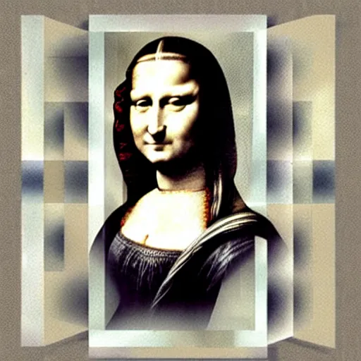 Prompt: monalisa made with internet photos, collage, constructivist artwork, internet collage