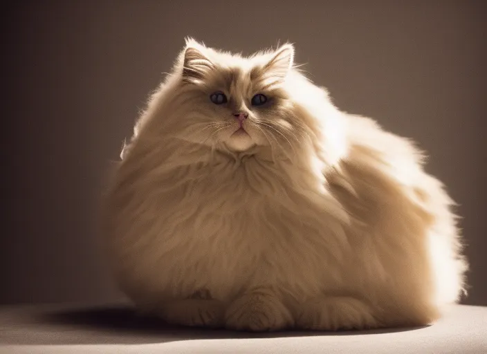 Image similar to 5 5 mm photo of a very very fat and fluffy cat. fantasy magic style. highly detailed 8 k. intricate. lifelike. soft light. nikom d 8 5 0. cinematic post - processing