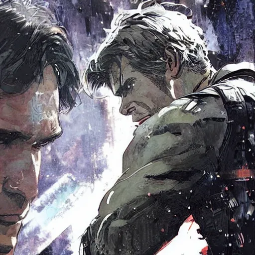 Image similar to Young Harrison Ford as a superhero, dramatic scene, manga panel, 8k, art by Akihiko Yoshida and Greg Rutkowski