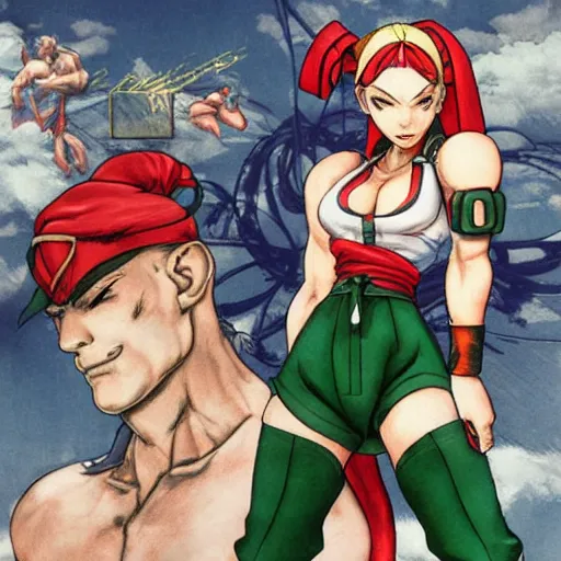 Prompt: street fighter\'s Cammy as drawn by Hiroaki Hashimoto
