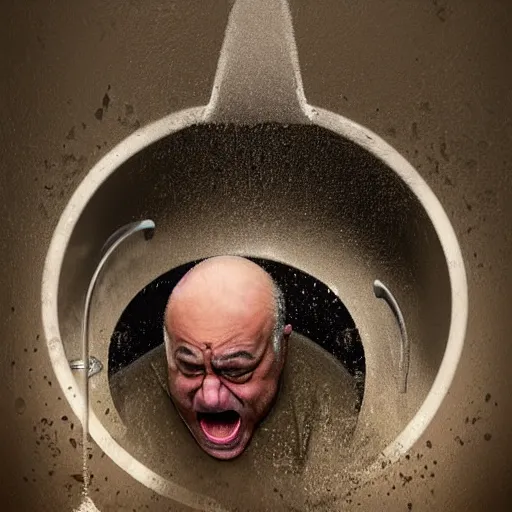 Prompt: hyperrealistic mixed media high resolution image of Danny DeVito angrily screaming into a urinal, stunning 3d render inspired art by István Sándorfi and Greg Rutkowski and Unreal Engine, perfect symmetry, dim volumetric lighting, 8k octane beautifully detailed render, post-processing, extremely hyper-detailed, intricate, epic composition, highly detailed attributes, highly detailed atmosphere, full body shot, cinematic lighting, masterpiece, trending on artstation, very very detailed, masterpiece, stunning, flawless structure, lifelike texture, perfection,