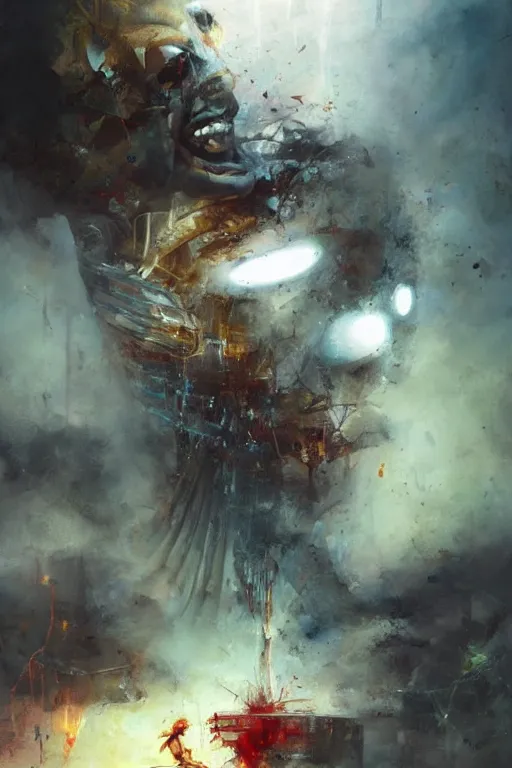 Image similar to the soul of the machine god surrounds thee. the power of the machine god invests thee. the hate of the machine god drives thee. the machine god endows thee with life. live!, by ryohei hase, by john berkey, by jakub rozalski, by john martin