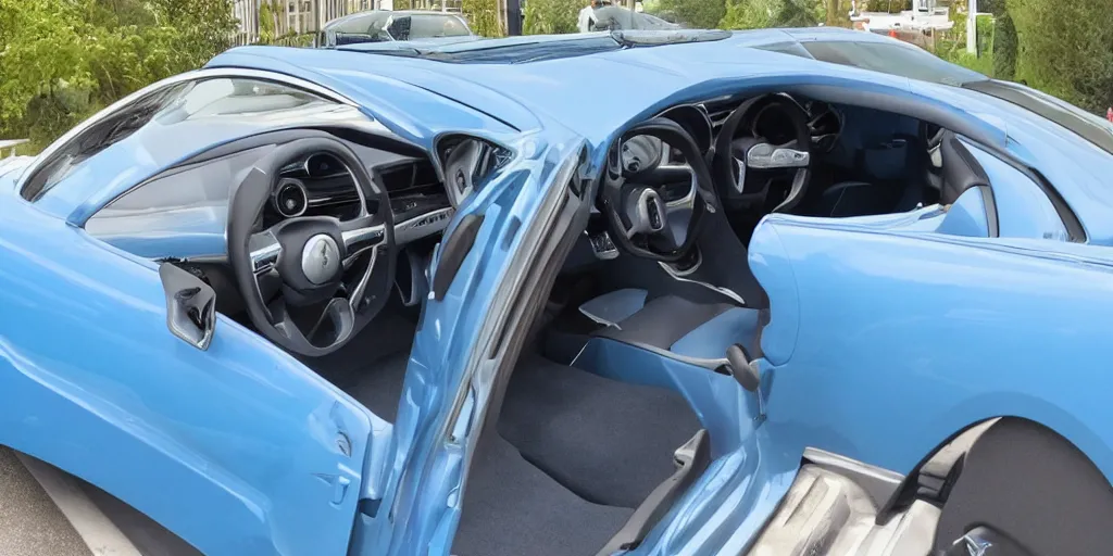 Prompt: a detailed image of an american blue car built in the year 2 0 2 2