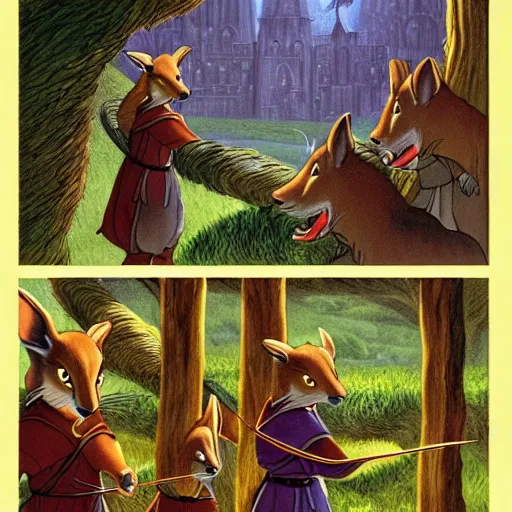 Image similar to a scene from redwall by brian jacques