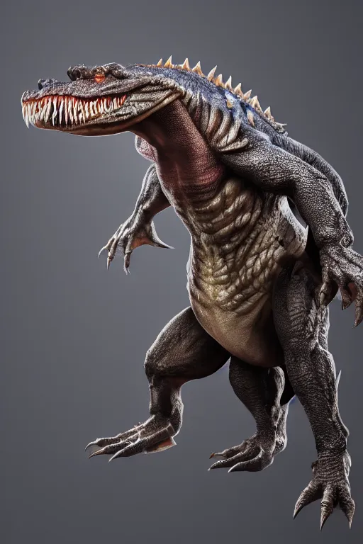 Prompt: Renekton from League of Legends, photorealistic full body, studio lighting, white ambient background, highly detailed