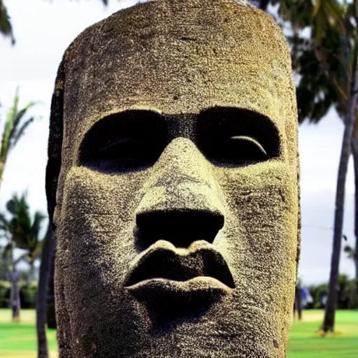 Image similar to Kanye West as a moai head on easter Island