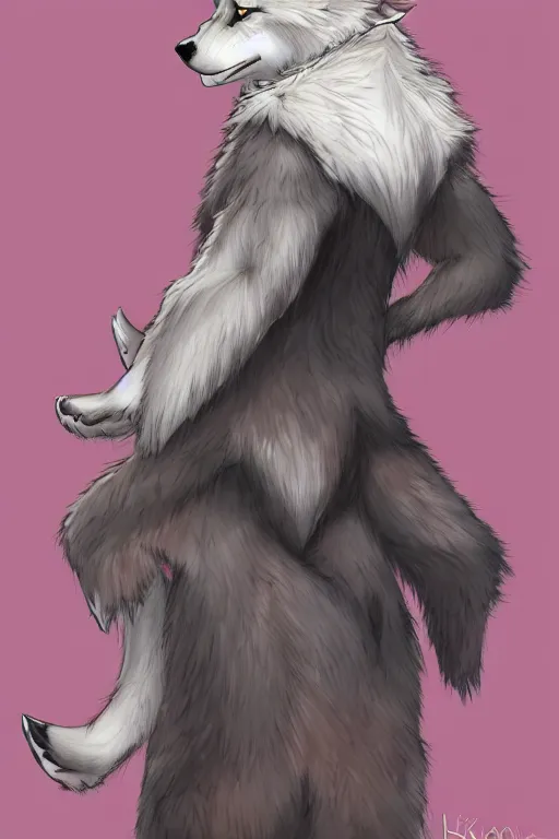 Image similar to a wolf fursona, trending on artstation, by kawacy, furry art, digital art