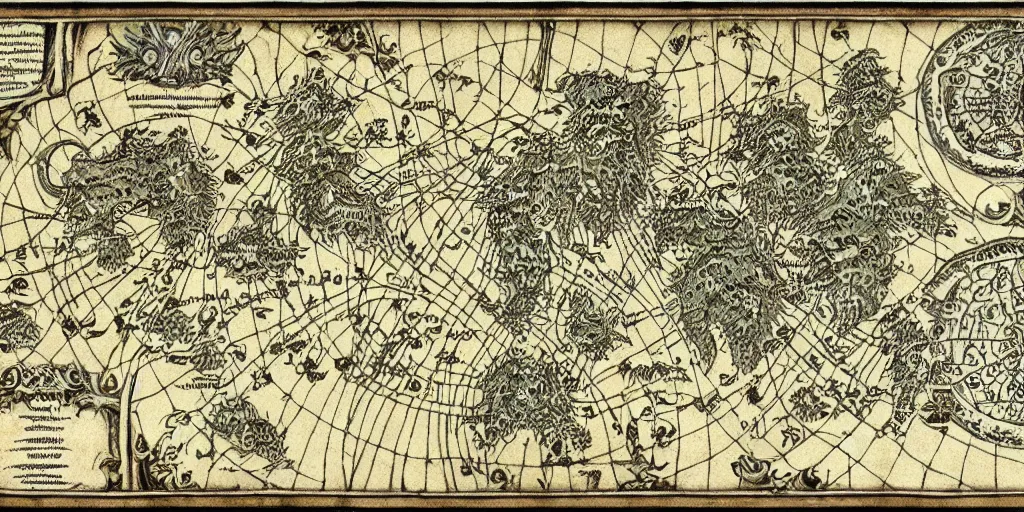 Prompt: fantasy world map, medieval style, highly detailed, intricate