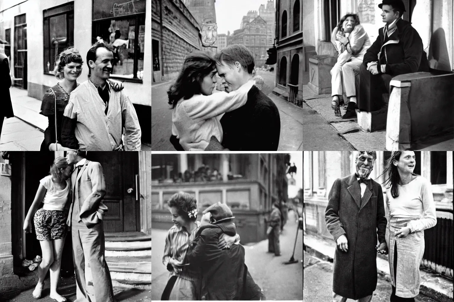 Prompt: happy couple. henry cartier bresson