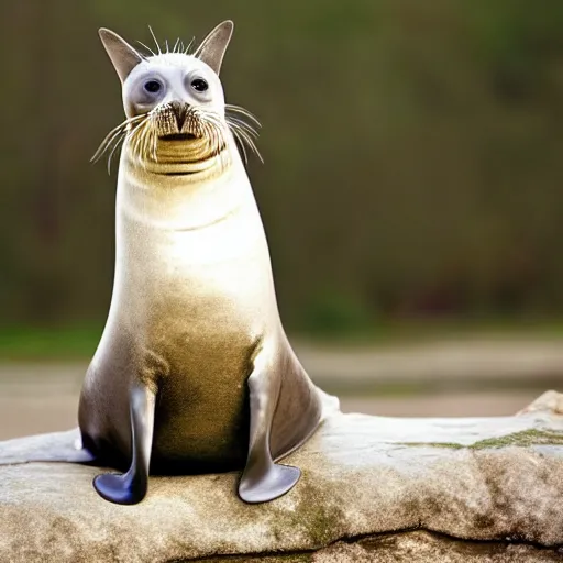 Image similar to a seal - cat - hybrid, animal photography