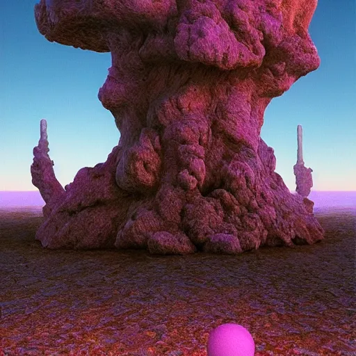 Image similar to hyperrealstic random objects in a surreal dreamscape environment by salvador dali, highly detailed, 3 d render, vray, octane, realistic lighting, photorealistic, colorful, intricate, elegant, wayne barlowe, vaporwave, beautiful, masterpiece, sunrise