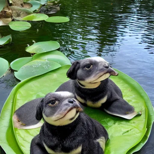 Prompt: bingus and bongus sitting on a lily pad