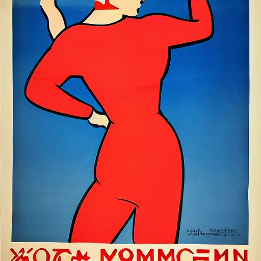 Prompt: Soviet propaganda poster featuring a very sexy female supermodel