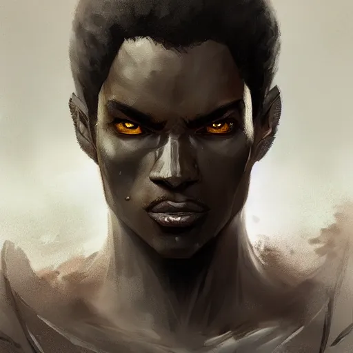 Image similar to a black male rogue, detailed face, symmetric face, hyperrealism, epic fantasy digital art, fantasy style art, by Greg Rutkowski, fantasy magic the gathering card art style