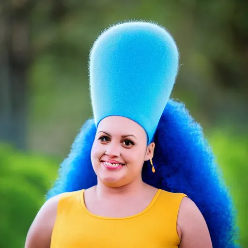 Prompt: portrait photo still of real life marge simpson!!!, 8 k, 8 5 mm f 1. 8,