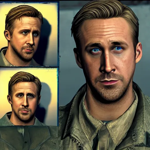 Image similar to ryan gosling in fallout 4