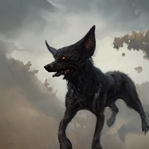 Prompt: hellhound on the hunt, oil painting, by Greg Rutkowski