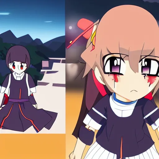 Image similar to cute anime ninja school girl in the style of katanagatari, kuudere, expressionless