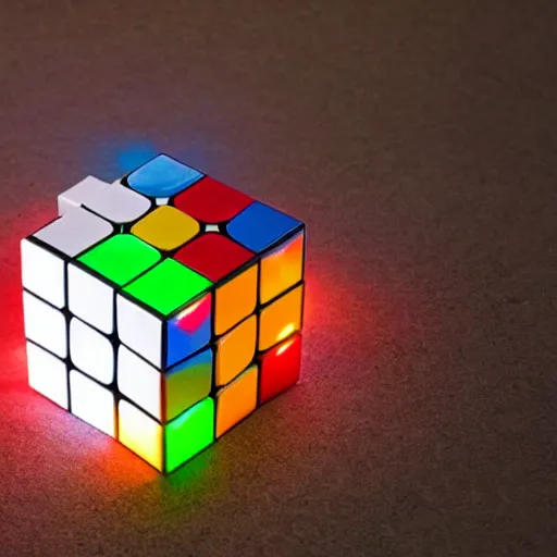 Image similar to a rubix cube made of light