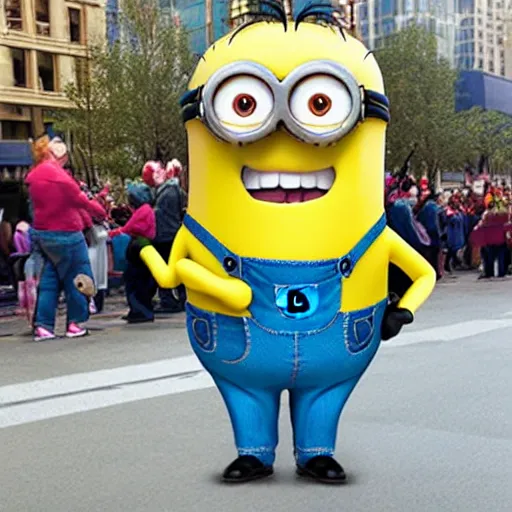 Image similar to minion macys parade thanks giving day balloon float realstic photo