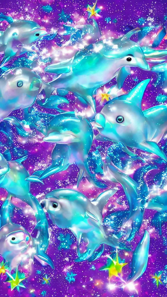 Prompt: popworld 3 d y 2 k dolphins and sparkles, seapunk