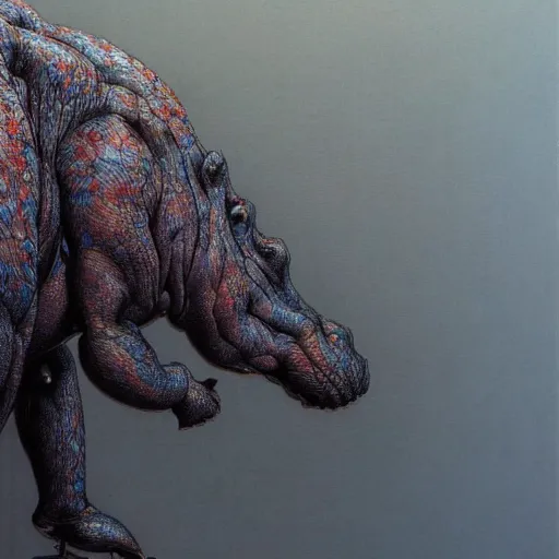 Prompt: a side view of spirit of hippopotamus, highly detailed, art by ayami kojima, beksinski, giger