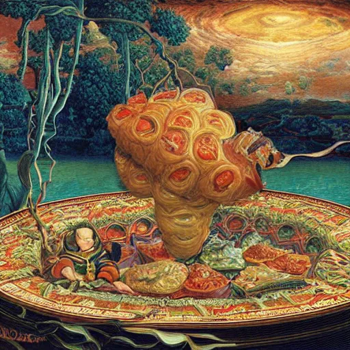 Image similar to russian distorted psychedlic pool octagon tom cat croissant cream caramel , by Johfra Bosschart and Richard Dadd and Pablo Picaso , chiaroscuro , line art , masterpiece